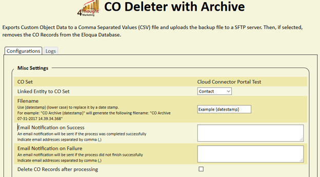 CO Deleter W/ Archive Cloud App Documentation 25