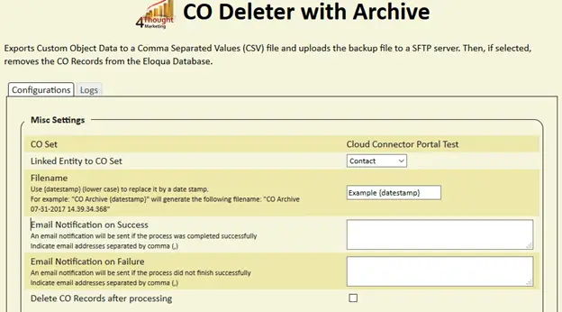 CO Deleter W/ Archive Cloud App Documentation 28