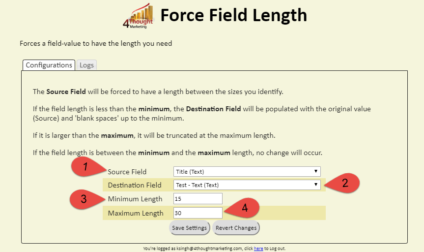 Force Field Length Cloud Action Documentation 18