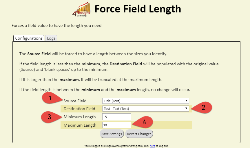 Force Field Length Cloud Action Documentation 21