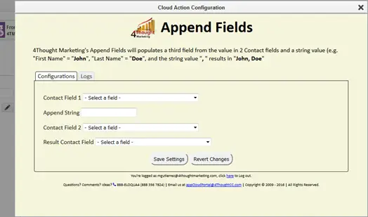 Append Fields Cloud Action Documentation 18