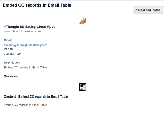 Embed CO Records in Email Table Cloud Content App Documentation 16