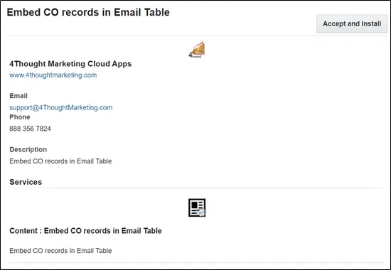 Embed CO Records in Email Table Cloud Content App Documentation 19