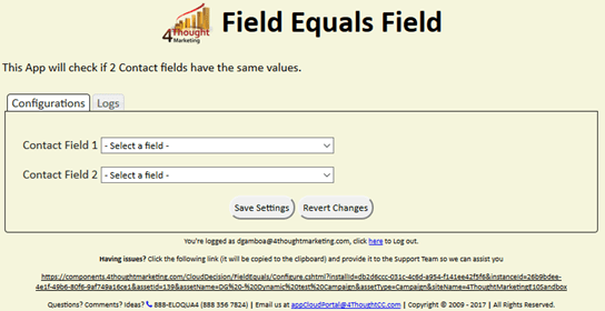 Field Equals Field Cloud App Documentation 23