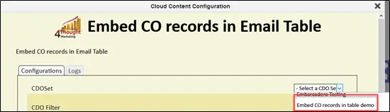 Embed CO Records in Email Table Cloud Content App Documentation 27