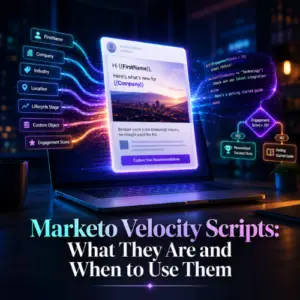 Marketo velocity scripts, velocity template language, email customization, custom object personalization, Marketo token alternatives, data formatting, custom object,