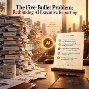 The Five-Bullet Problem: Rethinking AI Executive Reporting 9 AI executive reporting, marketing performance reporting, executive summary marketing, AI anomaly detection, marketing operations analyst, AI marketing insights, monthly marketing report
