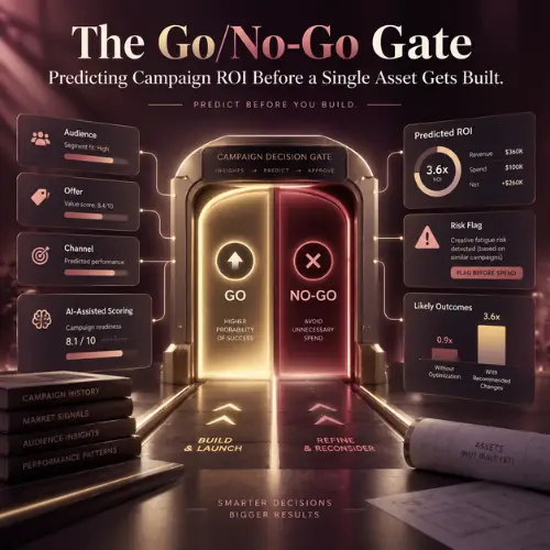 campaign ROI prediction, AI-assisted scoring, go/no-go gate, predictive analytics marketing automation, historical campaign data