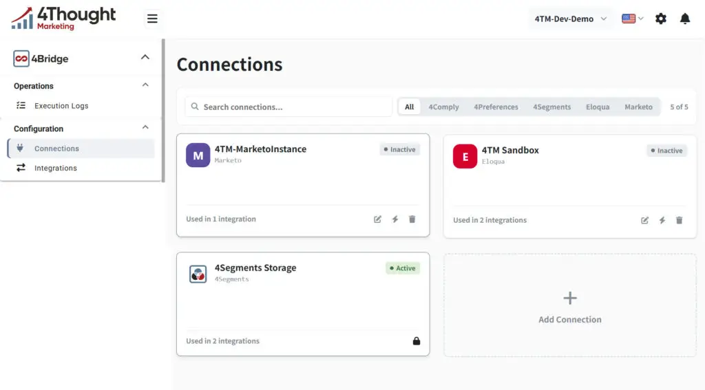 4Bridge Connection Screen by Thought Marketing
